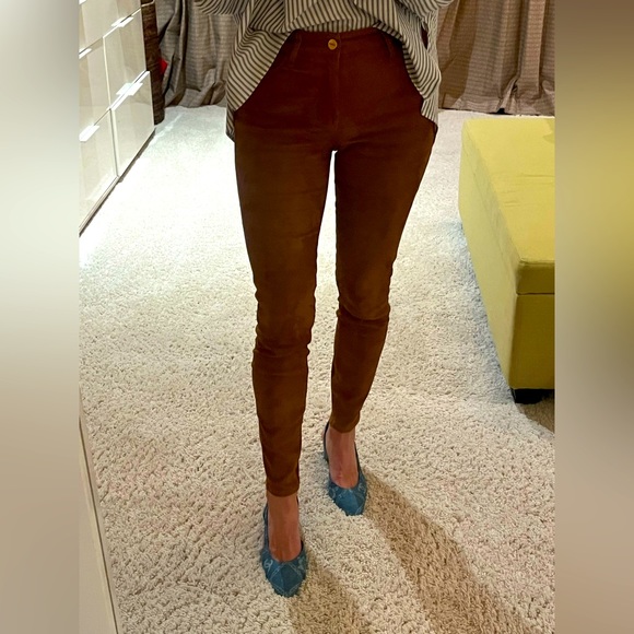Frame Suede Leather Pants Jeans 26 Brown - Picture 1 of 4